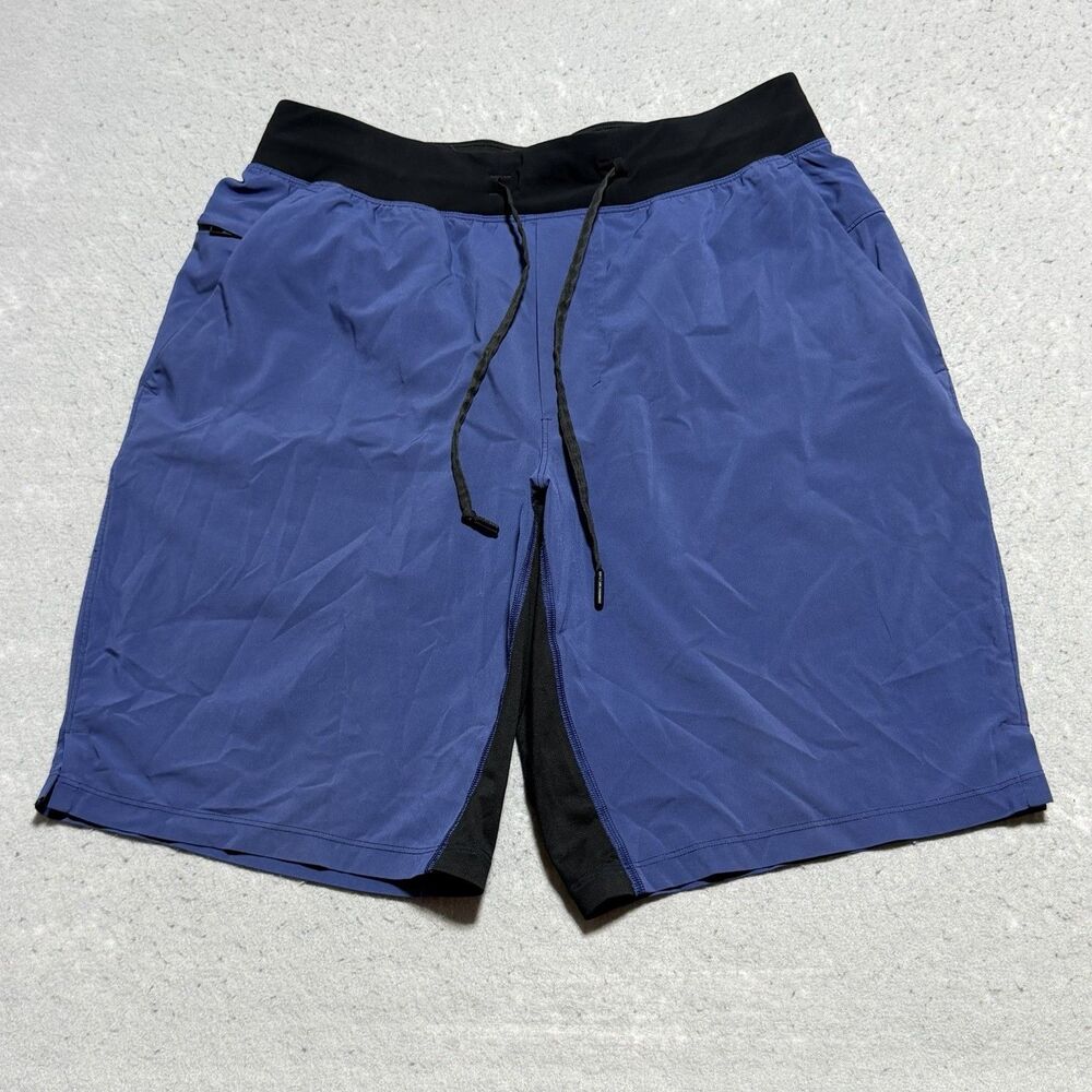 Lululemon Shorts NO LINER Men Medium Navy Athletic Side Zip Performance Stretch